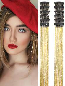 6/12pcs Glitter Hair Clips Extensions, Shiny Fairy Hair Clips, Women's Party Holiday Wedding Hair Accessories, Halloween, Y2K - Multicolor - View 7