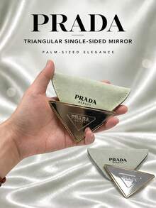 Prada Triangle Single-Sided Mirror, 9*5cm, Single Piece, Clear Image, Lightweight And Portable, Includes Storage Pouch, Suitable For Touch-Ups On The Go And Travel - Green - View 3