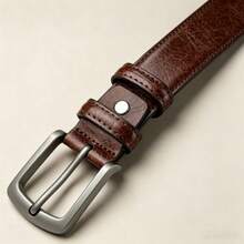 Men's Alloy Buckle Belt - Fashionable, Sporty And Durable Accessory, Suitable For Business And Casual Occasions, Fits Jeans, Casual Pants And Other Daily Pant Styles - Brown - View 4
