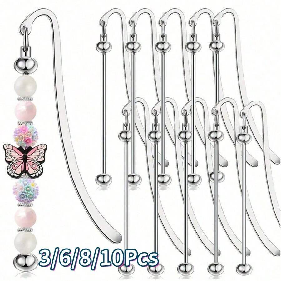 3/6/8/10pcs Beaded Bookmarks - Handmade Metal Bookmarks, Craft Beaded Book Charms, Exquisite Bookmarks, Perfect Gift For Book Lovers, Students, Teachers, Friends And Family