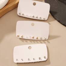 11pcs/Set Fashionable Personalized Pearl Geometric Round Stud Earrings, Sweet Romantic Multi-Style Ear Jewelry For Women And Girls, Card Packaging, Pearl Rhinestone Of Various Sizes, Western Style, Suitable For Party, Banquet, Travel, Vacation And Birthday Gift Occasions - Multicolor - View 7