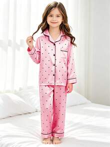 Tween Girl Pink Polka Dot Long Sleeve Long Pants Pajama 2-Piece Set - Multicolor - View 4