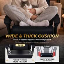 Fabric Gaming Chair With Footrest, Ergonomic Computer Desk Chair With Pocket Spring Cushion Home Office High Back Lumbar Support Heavy Duty Wide - Black - View 8