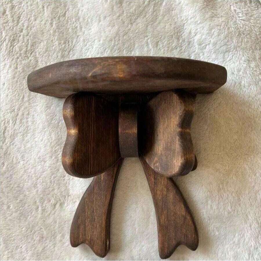 Vintage Distressed Solid Wood Bow Wall Hanging Shelf, Wall Decor Display Rack For Aromatherapy Ornaments And Storage - Brown - View 1