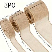 Wired Burlap Ribbon Roll (Christmas/Rustic Style) | 1/2/3 Inches X 4 Yards, Linen-Texture Fabric; Ideal For Arts & Crafts, DIY Projects, Event Decor, And Making Bows Or Wreaths - View 1