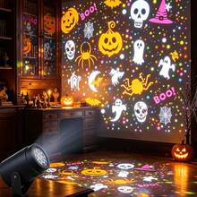 RGB Halloween Projection Light, Multi-Color Pattern Atmosphere Lamp, USB Plug And Play, Adjustable Angle, Freely Positionable, Suitable For Bedroom Bedside, Living Room, Cafe, Holiday Party Decoration, Gift, Christmas Pattern Projection Light - Projector - View 8