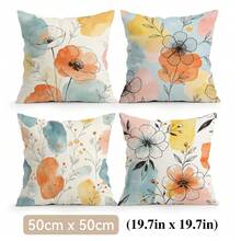 4 Stücke/1 Stück/ moderne abstrakte Linienzeichnung Blumenmuster Kissenbezug ohne Füllung, einseitig bedruckter Kissenbezug, geeignet für Wohnzimmer Schlafzimmer Heimdekoration, Ganzjahres-Kissenbezug - Mehrfarbig 01 - Übersicht 15