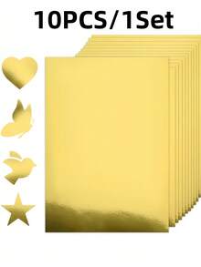 10/20PCS 10/20 Sheets Of A4-Sized Gold And Silver Metallic Cardstock, Perfect For Handmade Crafts, Invitations, And Office Supplies-Eye-Catching And Impressive! Single-Sided Printing - Multicolor - View 6