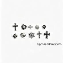 12/5-Compartment Boxed Punk-Style Y2K Dark Alloy Set, For Halloween, Halloween Decorations, Halloween Accessories, Halloween Party Bag Stuffing, Halloween Makeup. - Grey - View 8