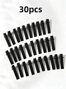 30PCS Black Metal Crocodile Shaped Hair Clips, Minimalist Solid Color Hair Accessories - Black - View 7