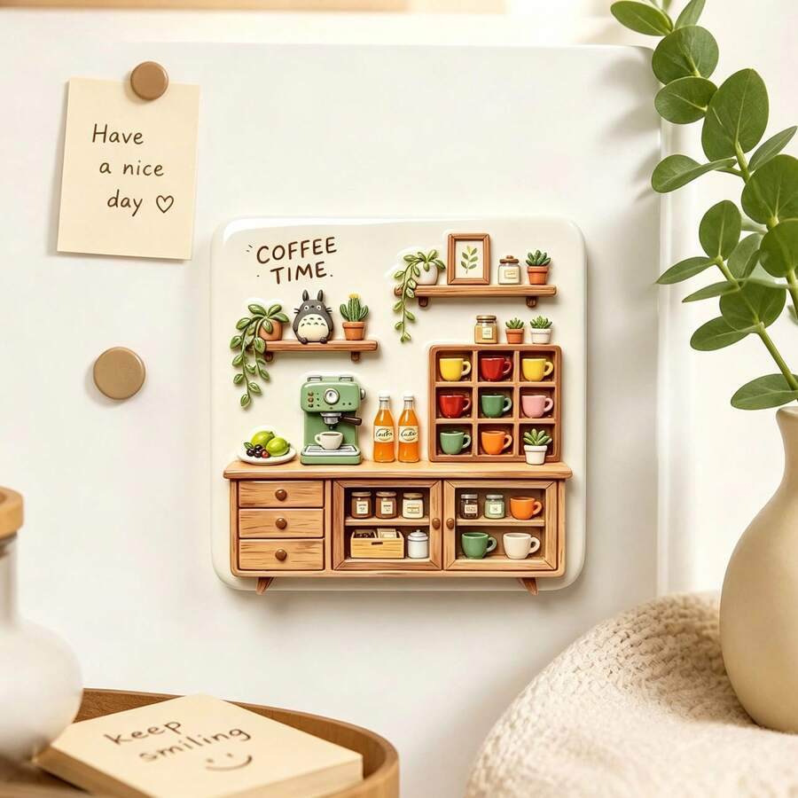 Little Flower House & Baking Room Fridge Magnet, 3D Embossed Personalized Cute Creative Gift Decoration Magnetic Souvenir, These Exquisite Fridge Magnets Are Perfect Creative Gifts For Decorating Kitchen, Whiteboard, Storage Cabinet, Refrigerator And Home Decor - Style a - View 1
