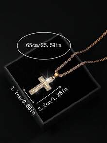 1pc Fashion European & American Hip-Hop Cross Pendant Necklace Sweater Chain, Suitable For Men, Couples, Daily Wear, Party And Gift - Multicolor - View 4