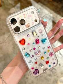 Casing Ponsel Kreatif dari Resin Epoksi Dopamin dengan Hiasan Berlian Imitasi Mengkilap, Kompatibel dengan iPhone 18 Pro Max 18 Pro 17 Pro Max 17 Pro 17 16 Pro Max 16 Pro 16 15 Pro Max 15 Pro 14 Pro Max 14 Pro 13, Gaya Seni Y2K dengan Penutup Belakang Transparan Berkilau - Clear - View 2