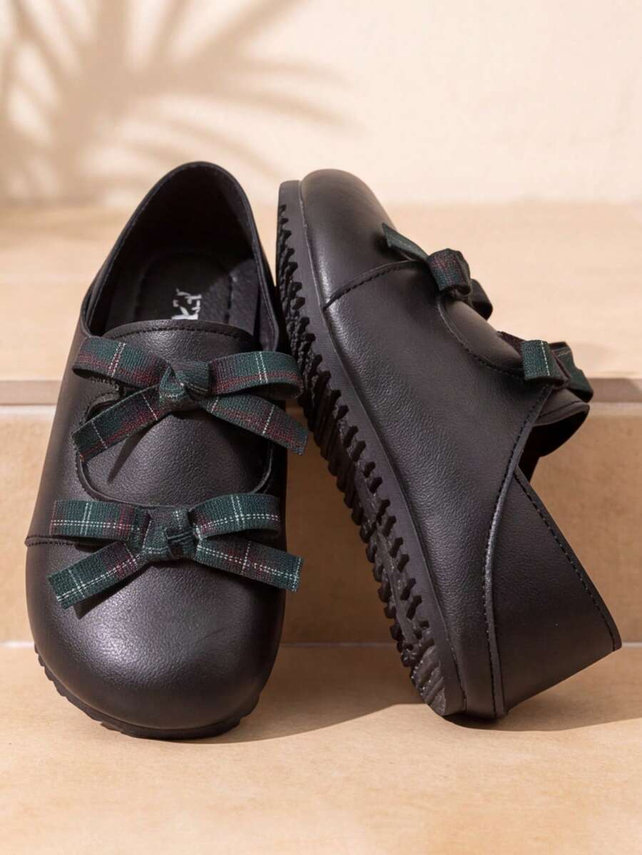 Girls Flats Mary Jane With Mesh Bow For 3~12 Years Old Ideal For School Party Sweet Girly Style - Black - View 1