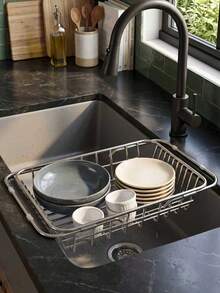 Expandable Sink Dish Drying Rack,Stainless Steel Over‑The‑Sink Dish Colander Basket,Adjustable Kitchen Sink Drain Basket For Plates, Bowls,Cups,Fruits Vegetables Washing Sink Colander, Stainless Steel Sink Drain Basket - Multicolor - View 6