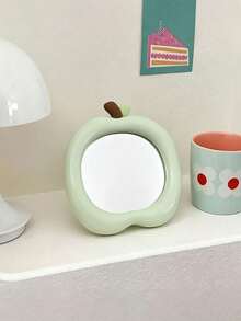Apple 3D Desktop Makeup Mirror, Fashionable Round Cute Design, Exquisite Details, High-Definition Mirror Without Distortion, Suitable As Holiday Gift For Family And Friends - Multicolor - View 4