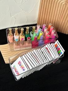 1pc Transparent Cosmetic Storage Box, Clear Makeup Organizer Suitable For Home, Bedroom, Bathroom, Vanity And Desk, Travel Accessory Gift Box, Perfect As Gift For Family And Friends, Birthday Wedding Storage, Back To School Desktop Organizer - Clear - View 5