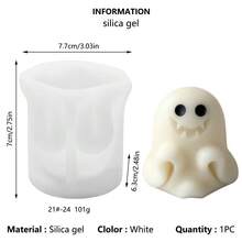 3pcs Halloween Ghost Shaped Silicone Candle Molds, Ghost Element Halloween Shaped Plaster Aromatherapy Silicone Molds - White - View 10