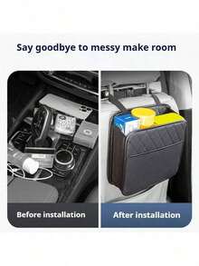 1pc Black Car Seat Back Storage Organizer Bag, Multi-Function Car Interior Storage Pouch - A - View 6