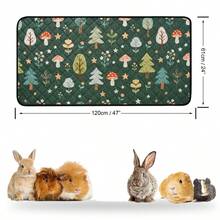 1pc Reusable Pet Cage Mat, Cute Printed Animal Sleeping Pad, All-Season Rabbit Hamster Cage Accessory, Washable Pet Pee Pad, Suitable For Small Cats, Dogs And Small Animals - Green - View 9