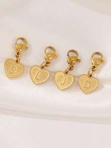 1pc Stainless Steel Heart Shape Letter Pendant With Lobster Clasp Findings Heart Alphabet Charms For DIY Jewelry Making Accessories - Pendant - View 11