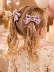 10pcs Floral Print Bow Hair Clips, Flower Girl Style Wrap-Around Crocodile Clips, Autumn Daily Children Hair Accessories - Multicolor - View 8