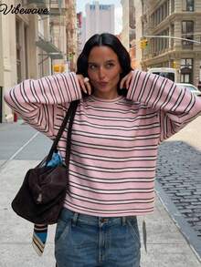 VIBEWAVE Halloween Light Gray American Retro Casual Home Crew Neck Sweater Autumn/Winter Slouchy Dropped Shoulder Loose Wide Sleeve Premium Knit Top - Multicolor - View 4