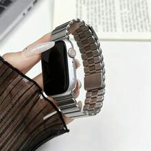1pc Anti-Scratch Wear-Resistant Precise Fit Replacement Watch Band, Premium Original Color Stainless Steel Metal, Luxury Business Minimalist High-End Style, Solid Color Polished Surface, Wide Chain Link Segment Design, Precision Polished Edges, Magnetic Quick Release Multi-Slot Adjustable, Comfortable Wear Easy Assembly, Smart Watch Strap Compatible With All Series, Suitable For Men And Women Daily Commute Business Outfit Holiday Gift Accessory - Silver - View 5