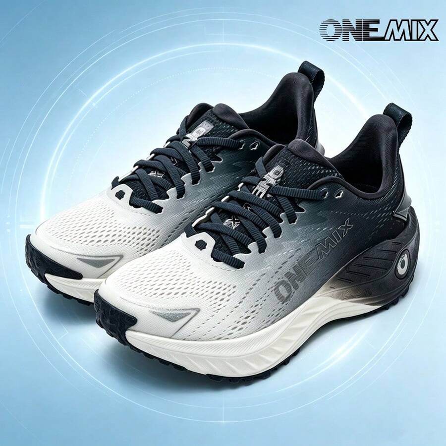 Sepatu Lari Kasual Olahraga ONEMIX, Nyaman, Peredam Guncangan, Sol Tebal Bertali Rendah, Anti Selip, Tahan Aus