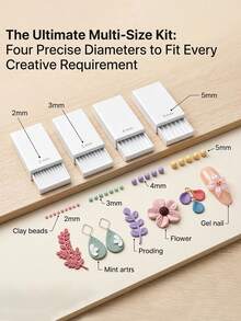 4-Piece Set Gel Clay Spherical Roller Tool 2mm 3mm 4mm 5mm Clay Semi-Managed Mold Plastic Polymer Clay Ballaper Nail Art Bead Gel Flower Shaping Tool DIY Earring Jewelry Handmade Auxiliary Tools - Multicolor - View 6