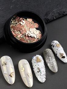 1Box 3D Metal Christmas Nail Art Charms – A Random Assortment Of Cute Designs Including Gold Snowflakes, Gingerbread Men, Christmas Trees, Stockings,Perfect For DIY Nail Decoration And Nail Salon Use. - Gold - View 8