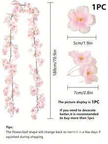 6 Buah Rangkaian Bunga Sakura Buatan Sepanjang 5,9 kaki, untuk Dekorasi Musim Semi di Rumah, Kamar, Pernikahan, dan Pesta - MultiWarna - View 3