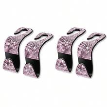 4/2/1pcs Car Seat Headrest Hooks Shiny Crystal Headrest Hook, Car Rear Seat Hook Back Row Hook For Wallet Handbag Clothing Grocery Bag Red - A - View 18