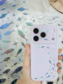 1Pc/1Set, Holographic Iridescent Stickers, Ocean Fish Motif With Shimmer Finish, For Laptop, Journaling Supplies, Sticker Book, Decorative Accessory For Water Cup, Camera, Phone Case, Headphones - WY Laser Fish - View 3