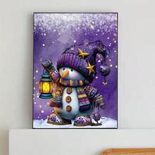 1PC | 5D DIY Diamond Painting | Christmas Snowman Pattern Diamond Painting Kit, Full Drill Mosaic Craft Set, High Definition Art Diamond Painting, Focus And Relax Through DIY, Suitable For Living Room, Bedroom, Office Wall Decor, Surprise Holiday Home Decor Gift For Family And Friends, Unframed - round diamond - View 4