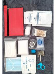 Portable Home Care Kit, For Daily Household Backup Care Use. Contains A Variety Of Disposable Supplies: Masks, Gloves, Bandages, Elastic Bands, Gauze, Cotton Swabs, Adhesive Tape, Small Tools, Etc. - View 11