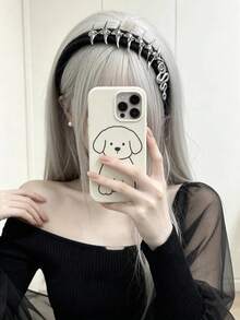 1pc Punk Black Metal Snake Bone Headband, Gothic/Y2K Style, Lolita Fashion Versatile Hair Accessory - Silver - View 4