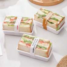Transparent Lidded Sandwich Box, Rectangular Plastic Takeout Container, Baking Packaging Box, Suitable For Cakes, Toast, Sandwiches, Home Baking, Coffee Shop Takeout Supplies - Transparent - View 5