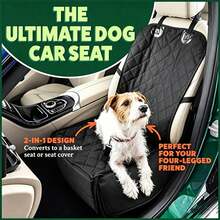 Waterproof 2-In-1 Pet Car Seat Cover, Convertible Dog Booster Seat Protector, Non-Slip Stain-Resistant Oxford Fabric Car Travel Mat, Suitable For Small Dogs, Puppies, Cats, Universal For Sedan, SUV, Van - Black - View 3