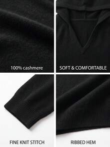 French Style Autumn/Winter New 100% Pure Wool Skin-Friendly Slim Fit Long Knit Cardigan With Hood, Solid Black - Black - View 5