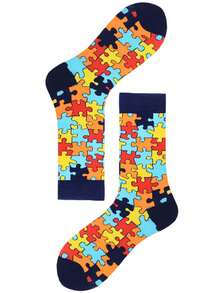 Men's Mid-Calf Socks Long Socks Wholesale Funny Puzzle Design Unisex Long Tube Socks Couple Socks - Multicolor - View 2