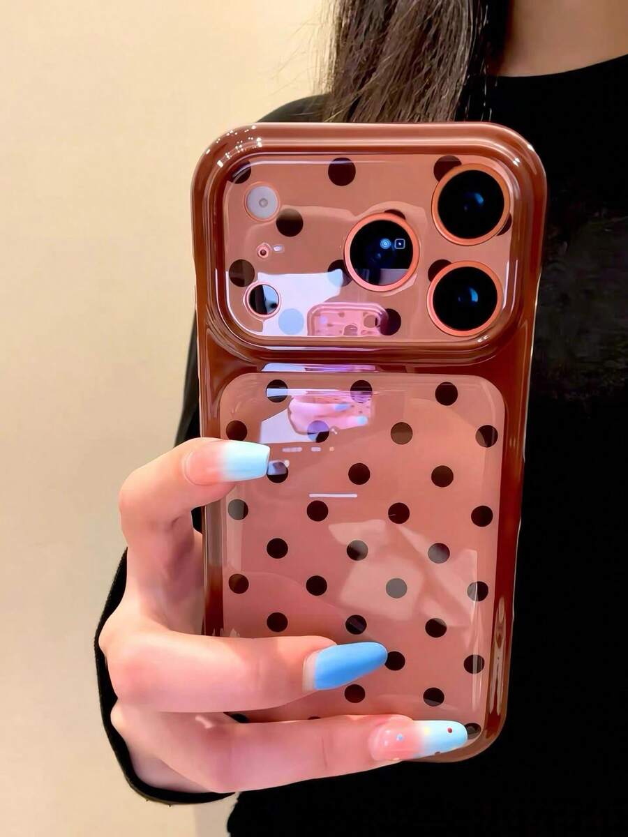 Autumn Vibe Maillard Polka Dot Phone Case Compatible With Iphone 17 Pro Max, New 17, 16 Pro Max, 15 Pro Max, 16 Pro, 15, Korean Style Aesthetic Full Coverage Protective Cover - Multicolor - View 1