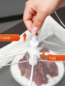 1pc White Foldable Anti-Insect/Anti-Mosquito Food Cover - Detachable Washable Mesh Vegetable Tabletop Cover, Suitable For Camping/Restaurant - Multicolor - View 8