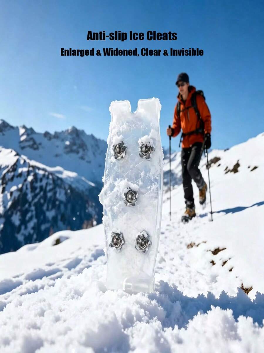 1 Pair Silicone Ice Cleats, Non-Slip Shoe Toe Grips, Suitable For Winter Snow Outdoor Activities - Multicolor - View 1