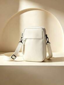 Men's Small Crossbody Bag, Casual Nylon Shoulder Purse, Lightweight Mini Messenger Bag For Daily Work Travel Outdoor - Beige - View 1