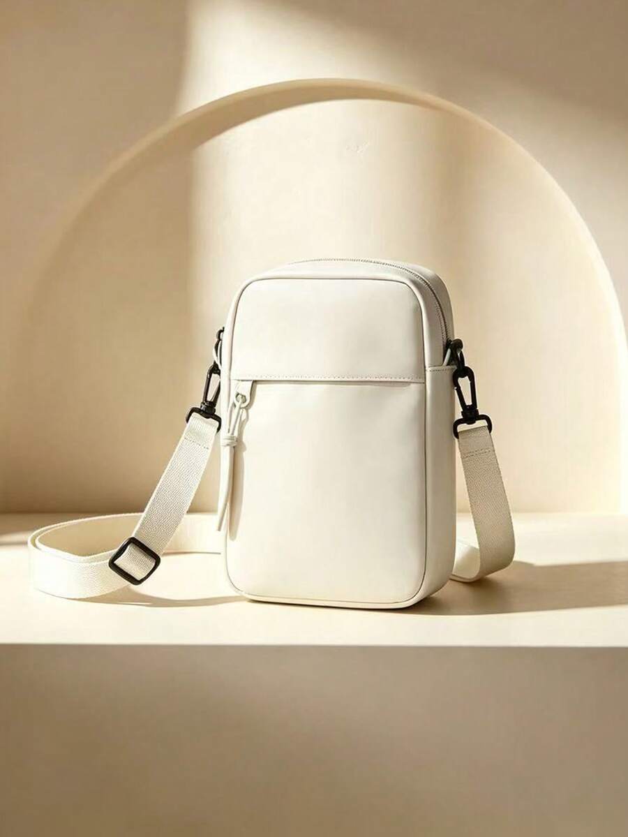 Men's Small Crossbody Bag, Casual Nylon Shoulder Purse, Lightweight Mini Messenger Bag For Daily Work Travel Outdoor - Beige - View 1