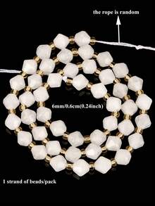 1串 6/8/10MM 天然石金字塔形白色翡翠隔珠，珠飾手工DIY手鍊配件 - 白色 - 查看 7