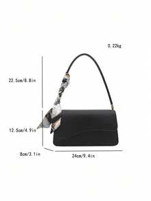 1 buah Tas Bahu Syal Sutra Elegan Minimalis Vintage dengan Penutup Asimetris Warna Polos - Hitam - View 9