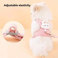 1pc Pet Cat And Puppy Harness Leash Set, Suitable For Kitten And Puppy Leash, Outdoor Cat And Puppy Leash, Comfortable And Breathable (Pink Rabbit & Blue Panda) - Multicolor - View 2