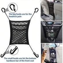 1pc Car Pet Barrier Net Universal Pet Isolation Mesh Car Seat Storage Bag Tear-Resistant Pet Mesh Divider Car Rear Seat Organizer Easy Installation Pet Fence Interior Partition Suitable For Sedan, SUV, Van Travel - A - View 7